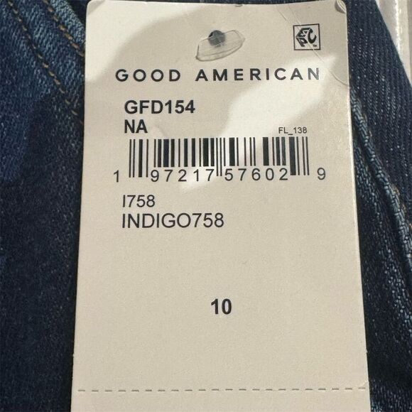 NWT Good American Pintuck High Waist Wide Leg Trouser Jeans NWT 10/30 Indigo - Picture 5 of 8